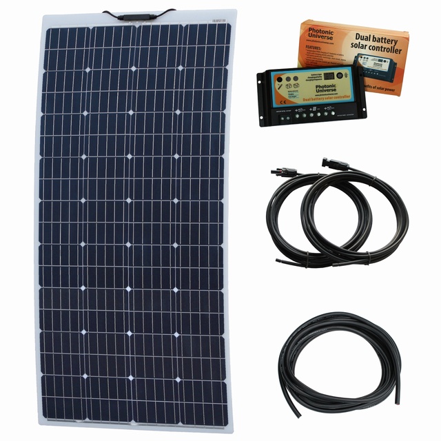 160W 12V Reinforced semi-flexible dual battery solar charging kit    £313.00